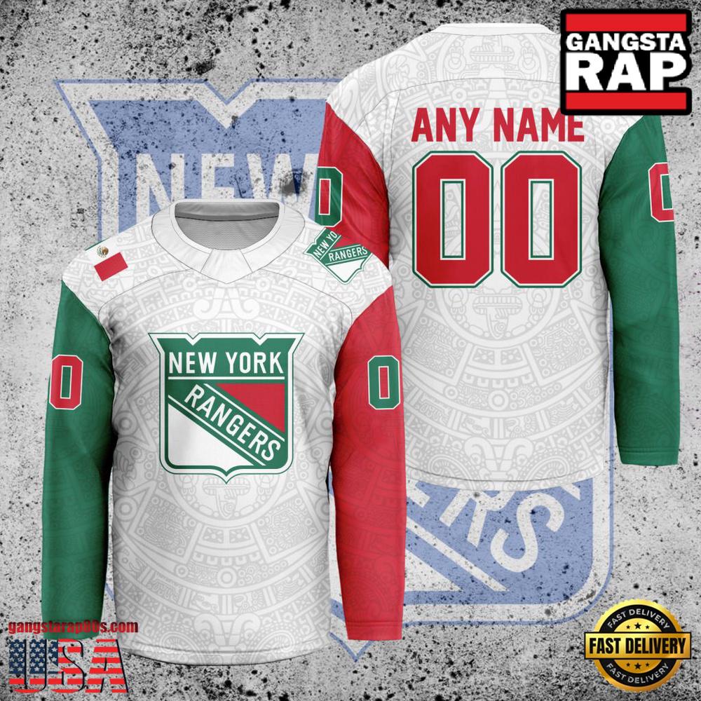NHL Custom Name Number New York Rangers Mexican Heritage New Design Hockey Jersey NHL Custom Name Number New York Rangers Mexican Heritage New Design Hockey Jersey