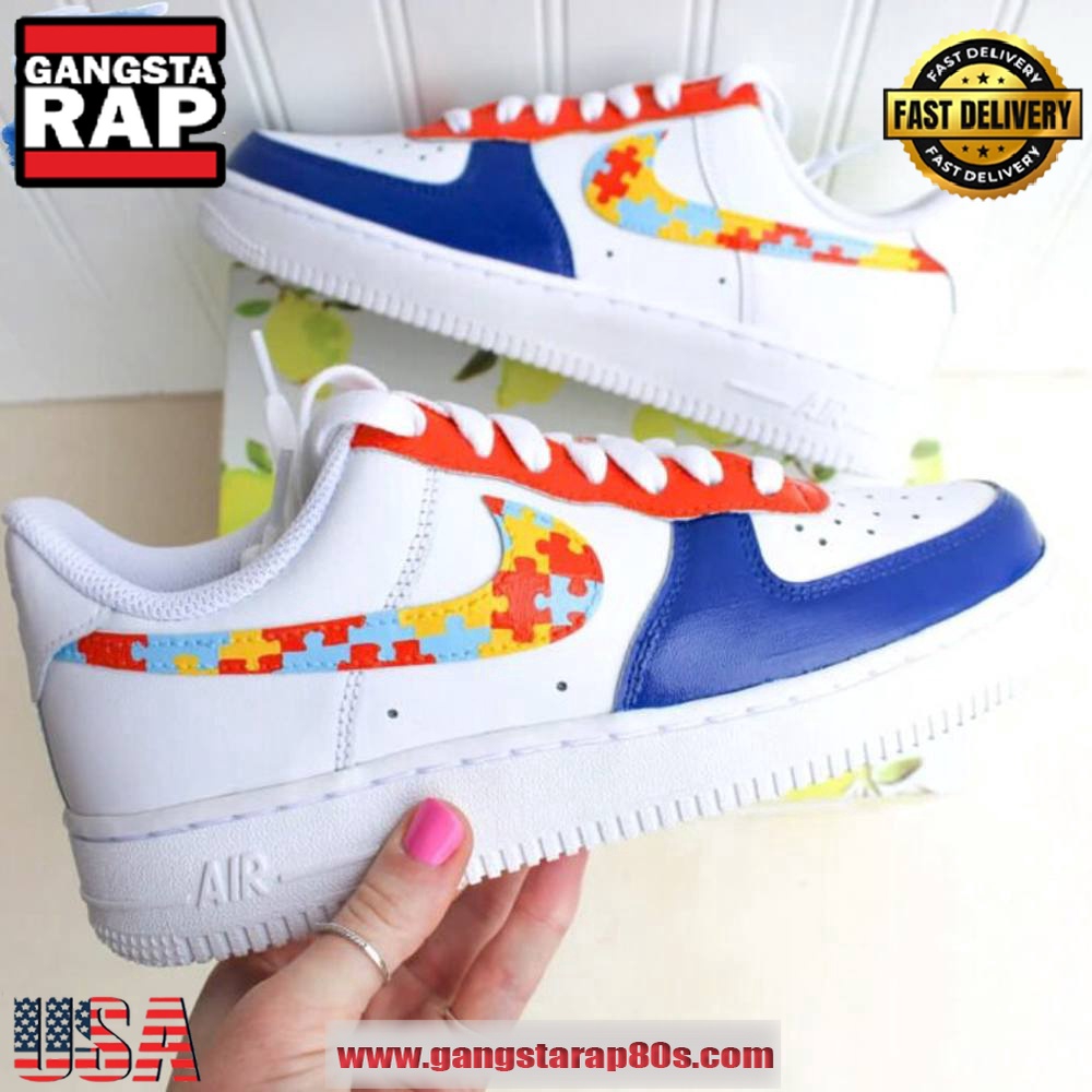 Autism Awareness Limited Edition Air Force 1 Running Sneakers Shoes Autism Awareness Limited Edition Air Force 1 Running Sneakers Shoes