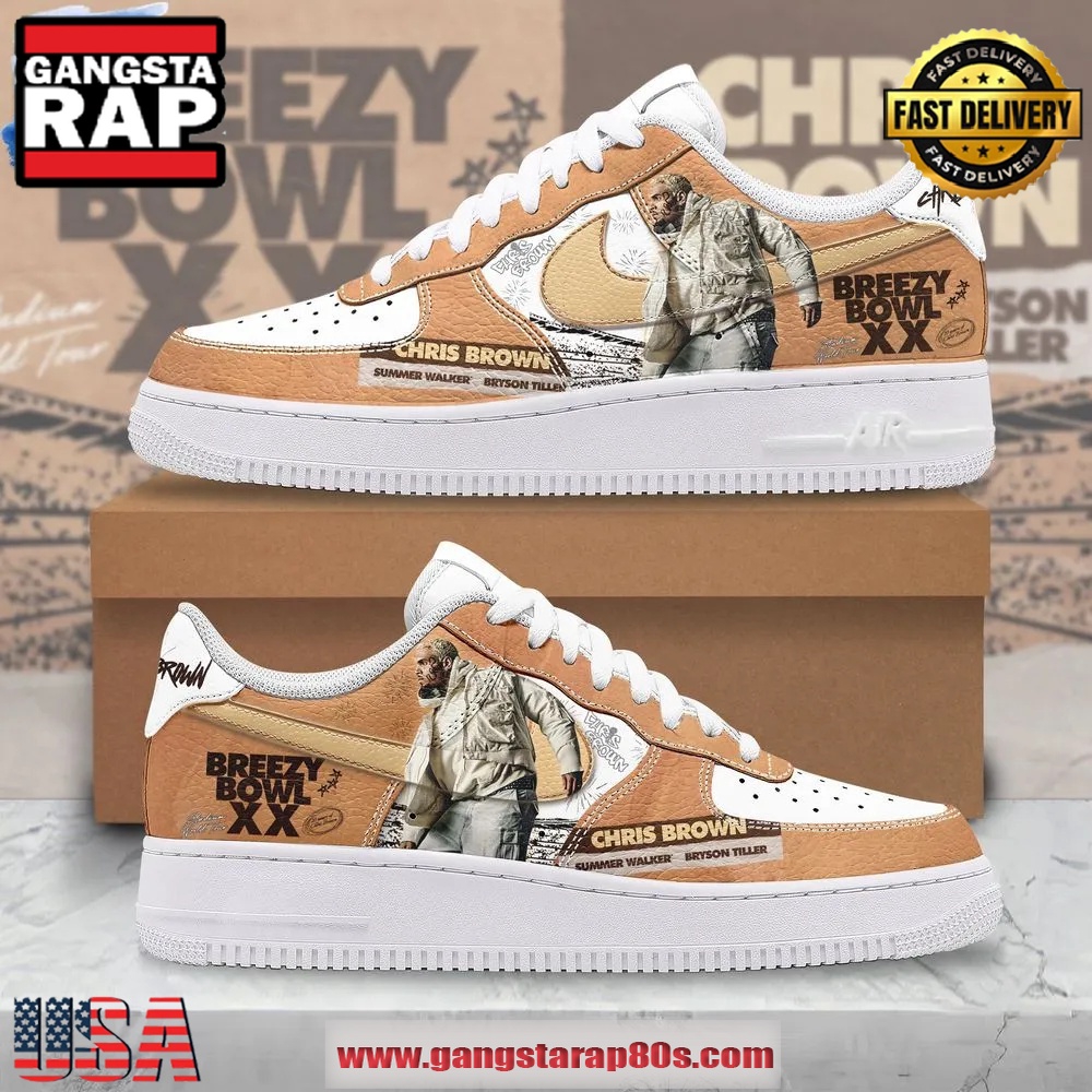 Breezy Bowl XX Chris Brown 2025 Tour Air Force 1 Running Sneakers Shoes Breezy Bowl XX Chris Brown 2025 Tour Air Force 1 Running Sneakers Shoes