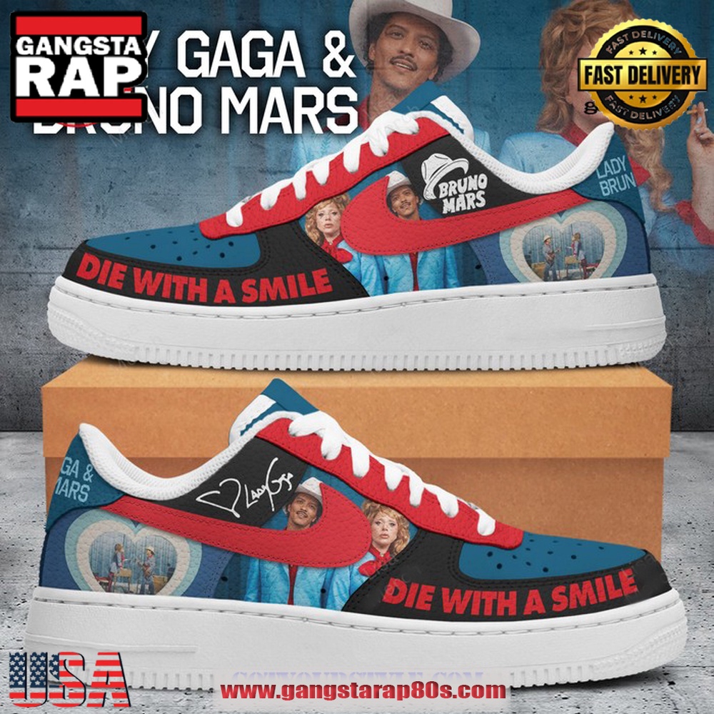 Bruno Mars x Lady Gaga Die With A Smile Air Force 1 Running Sneakers Shoes Bruno Mars x Lady Gaga Die With A Smile Air Force 1 Running Sneakers Shoes