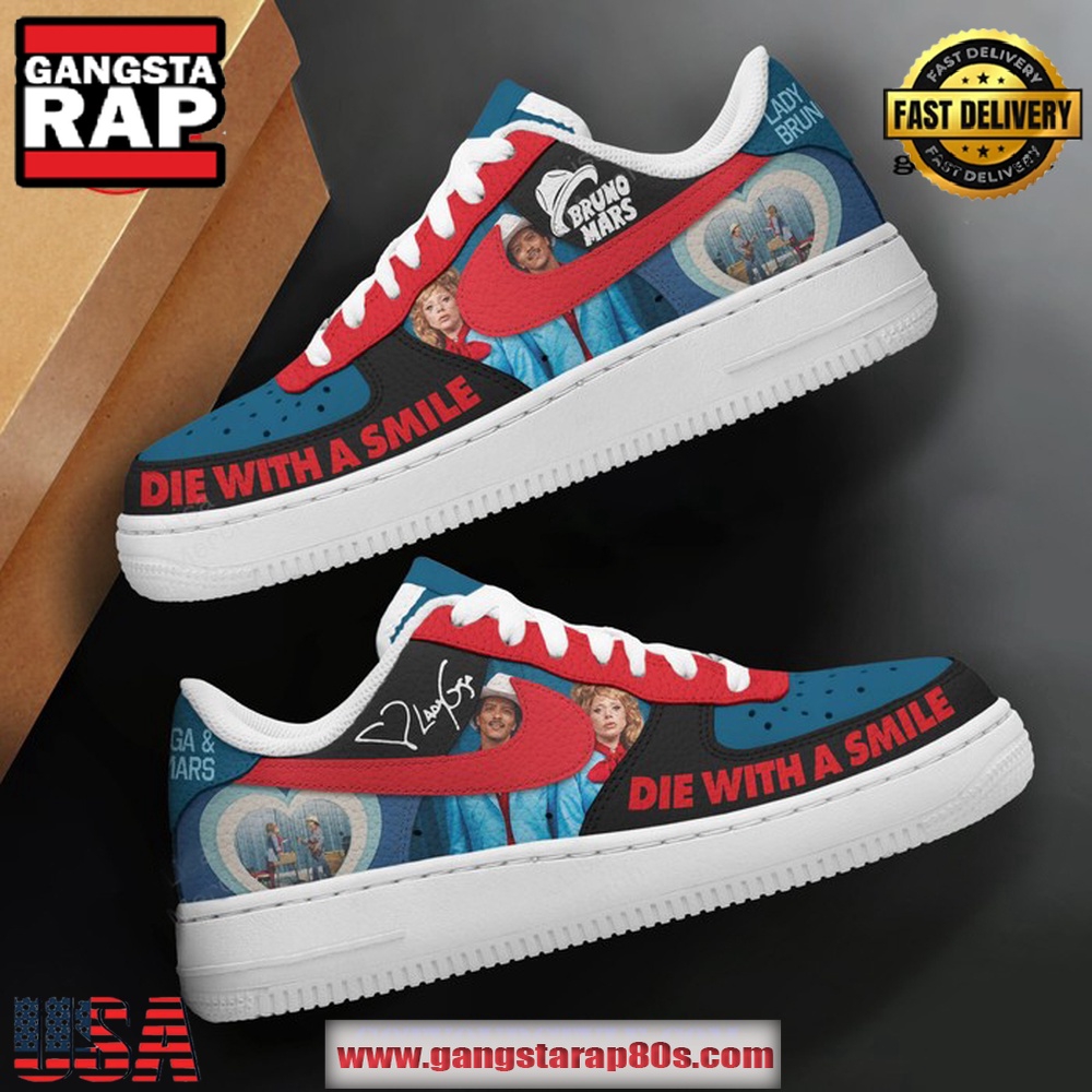 Bruno Mars x Lady Gaga Die With A Smile Air Force 1 Running Sneakers Shoes Bruno Mars x Lady Gaga Die With A Smile Air Force 1 Running Sneakers Shoes