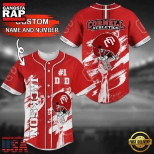 Custom Name And Number Cornell Big Red Baseball Jersey Shirt