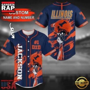 Custom Name And Number Illinois Fighting Illini Baseball Jersey Shirt