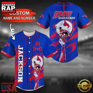 Custom Name And Number SMU Mustangs Baseball Jersey Shirt