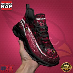 Custom Name Arizona Cardinals Black Clunky NFL Sport Max Soul Shoes