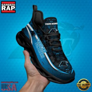 Custom Name Carolina Panthers Black Clunky NFL Sport Max Soul Shoes