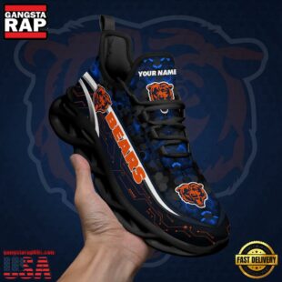 Custom Name Chicago Bears Black Clunky NFL Sport Max Soul Shoes