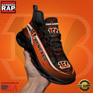 Custom Name Cincinnati Bengals Black Clunky NFL Sport Max Soul Shoes