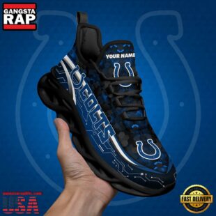 Custom Name Indianapolis Colts Black Clunky NFL Sport Max Soul Shoes