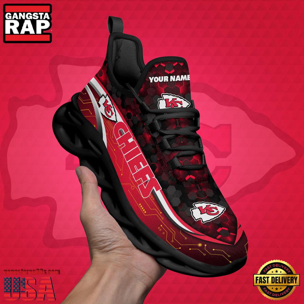NFL Custom Name Kansas City Chiefs Team Logo New Design Max Soul Shoes Running Sneakers NFL Custom Name Kansas City Chiefs Team Logo New Design Max Soul Shoes Running Sneakers
