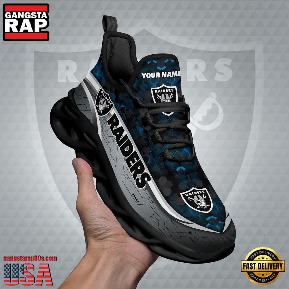 NFL Custom Name Las Vegas Raiders Team Logo New Design Max Soul Shoes Running Sneakers NFL Custom Name Las Vegas Raiders Team Logo New Design Max Soul Shoes Running Sneakers