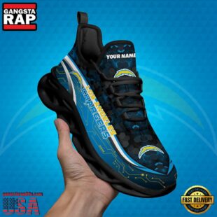 Custom Name Los Angeles Chargers Black Clunky NFL Sport Max Soul Shoes