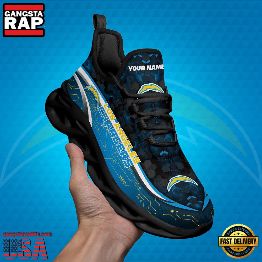 NFL Custom Name Los Angeles Chargers Team Logo New Design Max Soul Shoes Running Sneakers NFL Custom Name Los Angeles Chargers Team Logo New Design Max Soul Shoes Running Sneakers