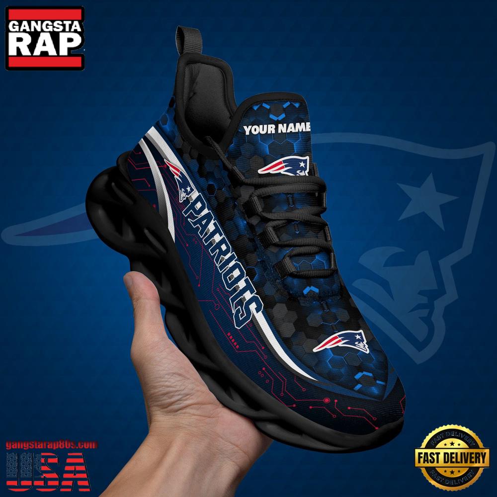 NFL Custom Name New England Patriots Team Logo New Design Max Soul Shoes Running Sneakers NFL Custom Name New England Patriots Team Logo New Design Max Soul Shoes Running Sneakers
