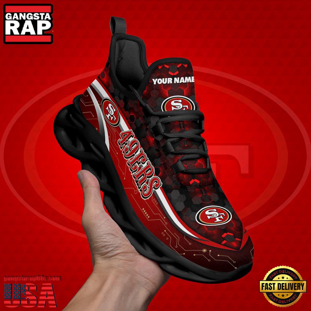 NFL Custom Name San Francisco 49ers Team Logo New Design Max Soul Shoes Running Sneakers NFL Custom Name San Francisco 49ers Team Logo New Design Max Soul Shoes Running Sneakers