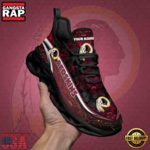 Custom Name Washington Redskins Black Clunky NFL Sport Max Soul Shoes