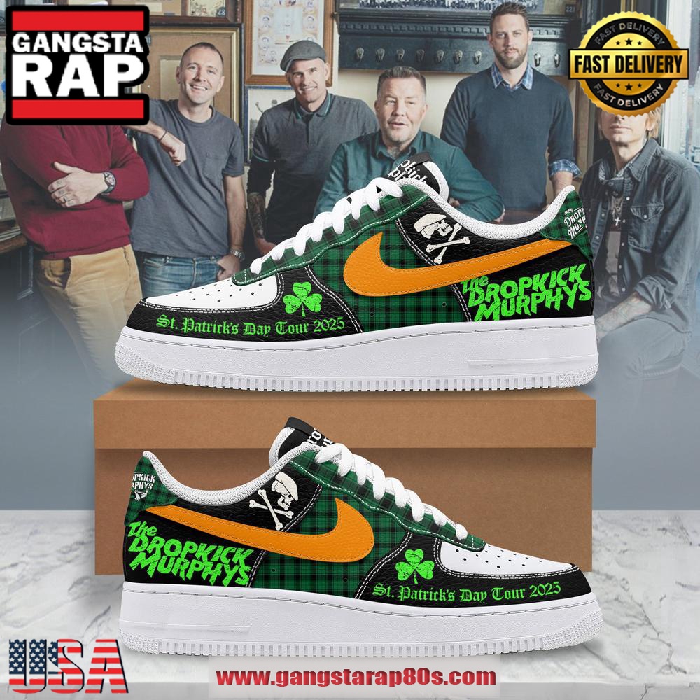 Dropkick Murphys St. Patrick's Day Tour 2025 Air Force 1 Running Sneakers Shoes Dropkick Murphys St. Patrick's Day Tour 2025 Air Force 1 Running Sneakers Shoes