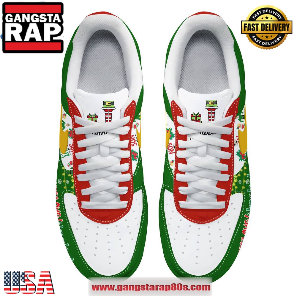 Elf Santa OMG Christmas Edition Air Force 1 Running Sneakers Shoes Elf Santa OMG Christmas Edition Air Force 1 Running Sneakers Shoes