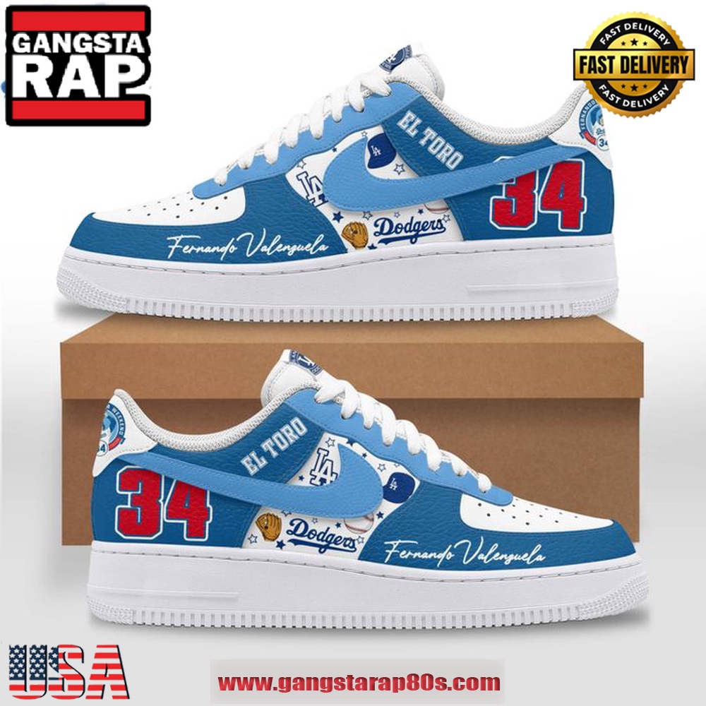 Fernando Valenzuela 34 Dodgers Limited Edition Air Force 1 Running Sneakers Shoes Fernando Valenzuela 34 Dodgers Limited Edition Air Force 1 Running Sneakers Shoes