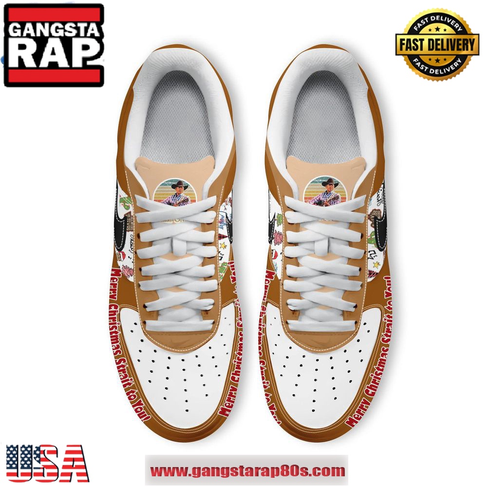 George Strait Merry Christmas Strait To You Air Force 1 Running Sneakers Shoes George Strait Merry Christmas Strait To You Air Force 1 Running Sneakers Shoes