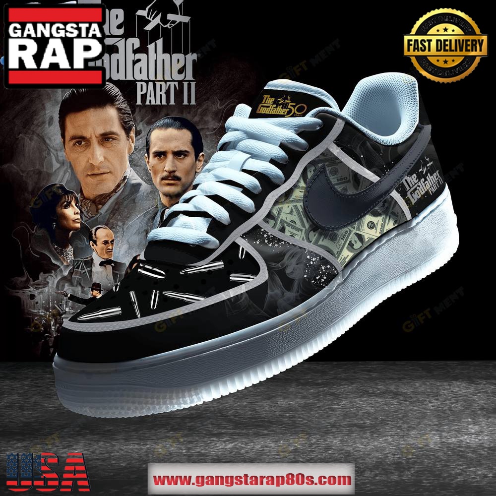 Godfather Part II 50th Anniversary Limited Edition Air Force 1 Running Sneakers Shoes Godfather Part II 50th Anniversary Limited Edition Air Force 1 Running Sneakers Shoes