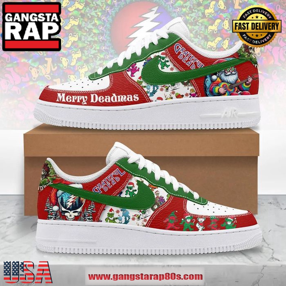 Grateful Dead Merry Deadmas Limited Air Force 1 Running Sneakers Shoes Grateful Dead Merry Deadmas Limited Air Force 1 Running Sneakers Shoes