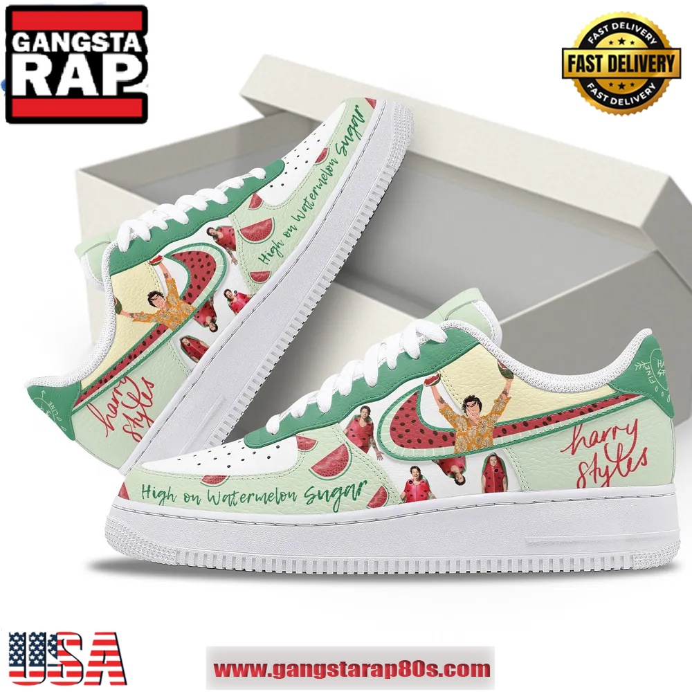 Harry Styles High On Watermelon Sugar Air Force 1 Running Sneakers Shoes Harry Styles High On Watermelon Sugar Air Force 1 Running Sneakers Shoes