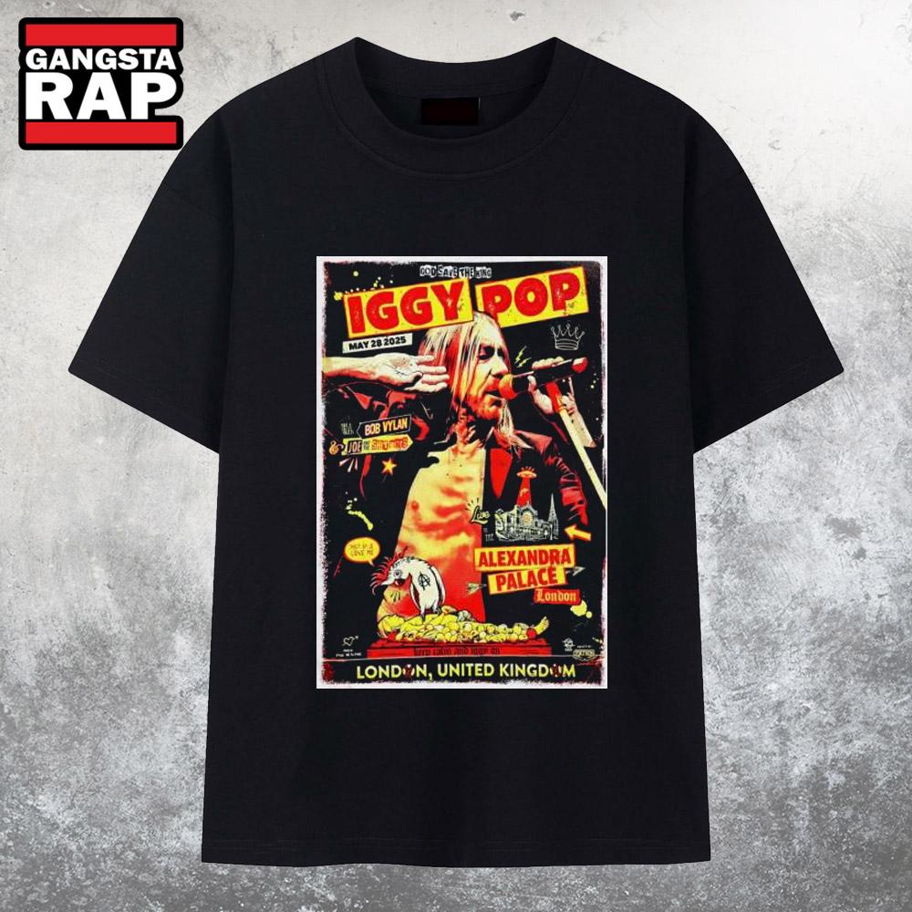 Iggy Pop 5-28-2025 Alexandra Palace In London UK Poster T Shirt Iggy Pop 5-28-2025 Alexandra Palace In London UK Poster T Shirt
