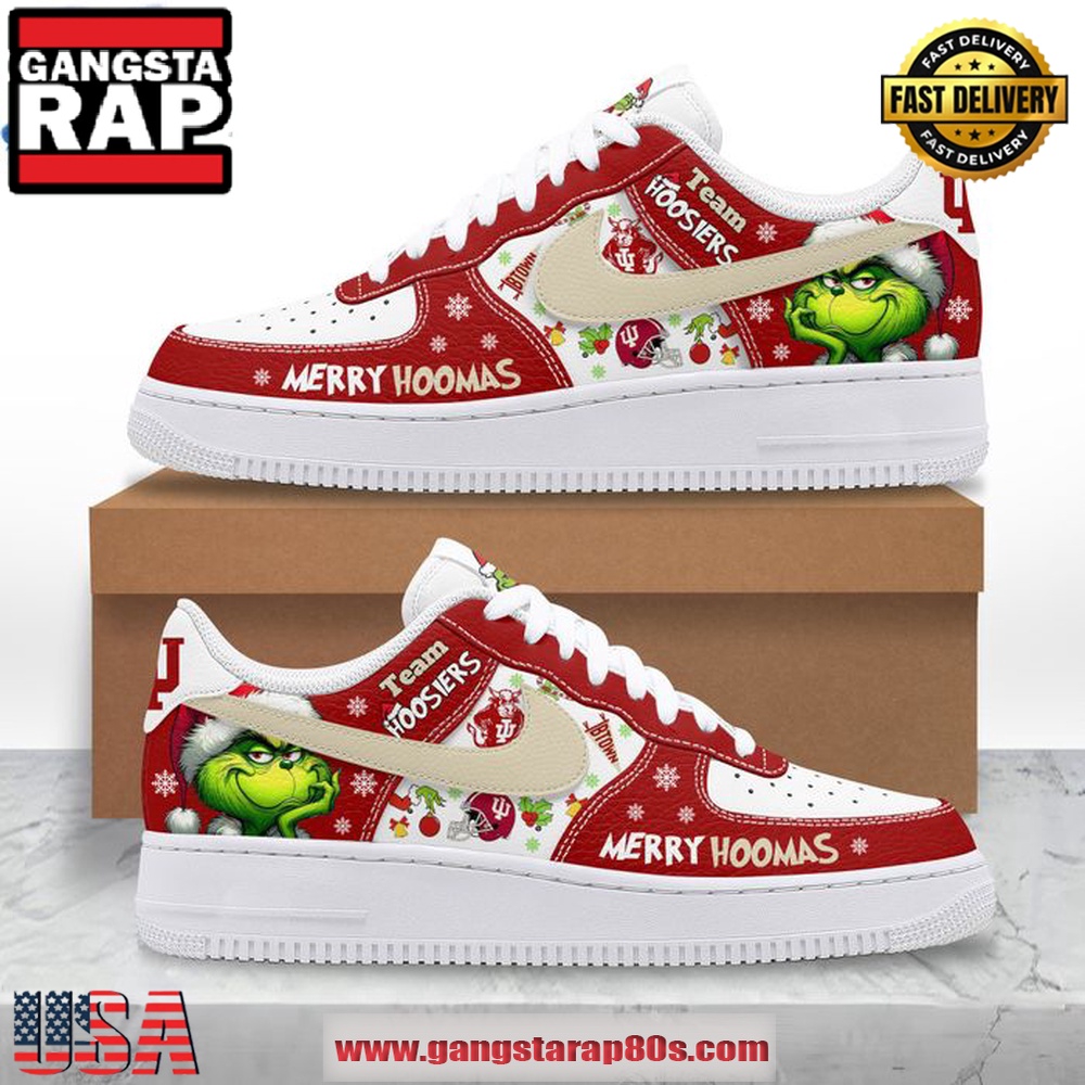 Indiana Hoosiers Merry Hoomas Air Force 1 Running Sneakers Shoes Indiana Hoosiers Merry Hoomas Air Force 1 Running Sneakers Shoes