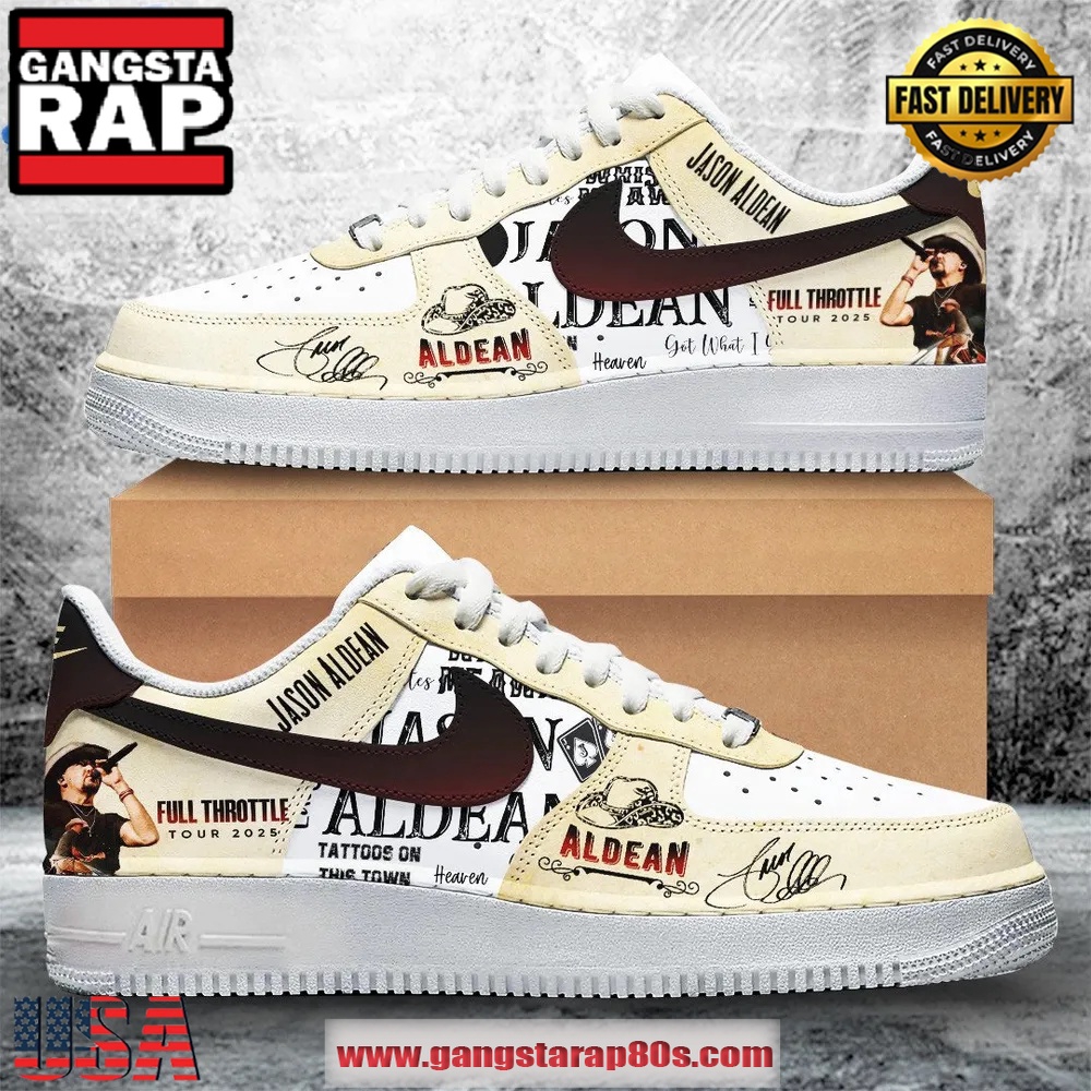 Jason Aldean Full Throttle Tour 2025 Air Force 1 Running Sneakers Shoes Jason Aldean Full Throttle Tour 2025 Air Force 1 Running Sneakers Shoes