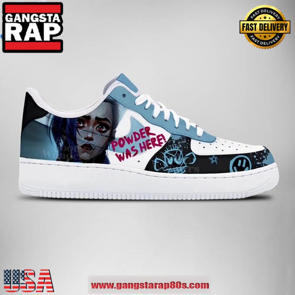 Jinx Powder Was Here Arcane Limited Edition Air Force 1 Running Sneakers Shoes Jinx Powder Was Here Arcane Limited Edition Air Force 1 Running Sneakers Shoes