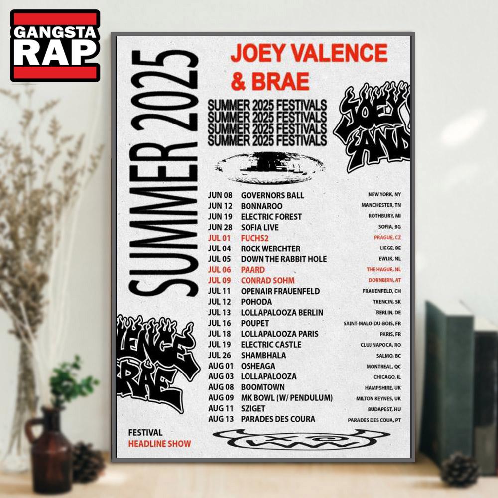 Joey Valence and Brae Summer 2025 Festivals Poster Canvas Art Joey Valence and Brae Summer 2025 Festivals Poster Canvas Art