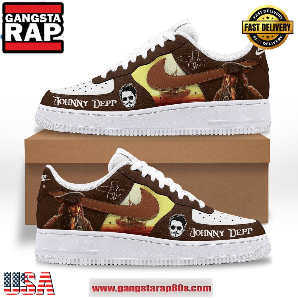 Johnny Depp Signature Limited Edition Air Force 1 Running Sneakers Shoes Johnny Depp Signature Limited Edition Air Force 1 Running Sneakers Shoes