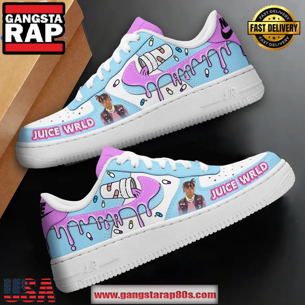 Juice Wrld Lean Wit Me Limited Edition Air Force 1 Running Sneakers Shoes Juice Wrld Lean Wit Me Limited Edition Air Force 1 Running Sneakers Shoes
