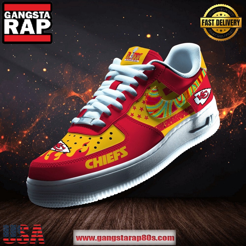 Kansas City Chiefs Super Bowl LIX Air Force 1 Running Sneakers Shoes Kansas City Chiefs Super Bowl LIX Air Force 1 Running Sneakers Shoes
