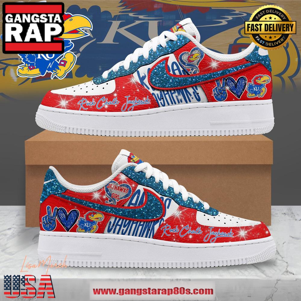 Kansas Jayhawks Basketball Limited Edition Air Force 1 Running Sneakers Shoes Kansas Jayhawks Basketball Limited Edition Air Force 1 Running Sneakers Shoes