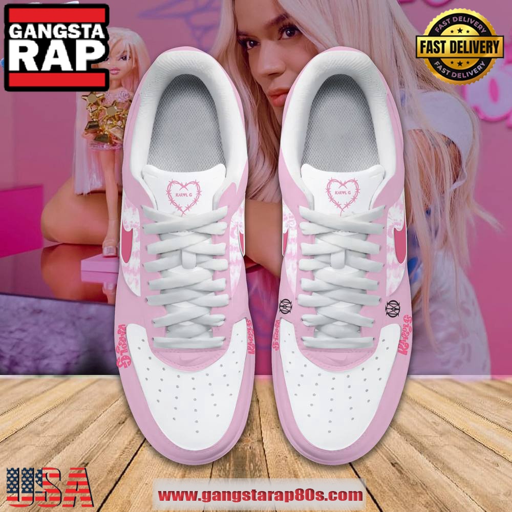 Karol G x Bratz Limited Edition Pink Air Force 1 Running Sneakers Shoes Karol G x Bratz Limited Edition Pink Air Force 1 Running Sneakers Shoes