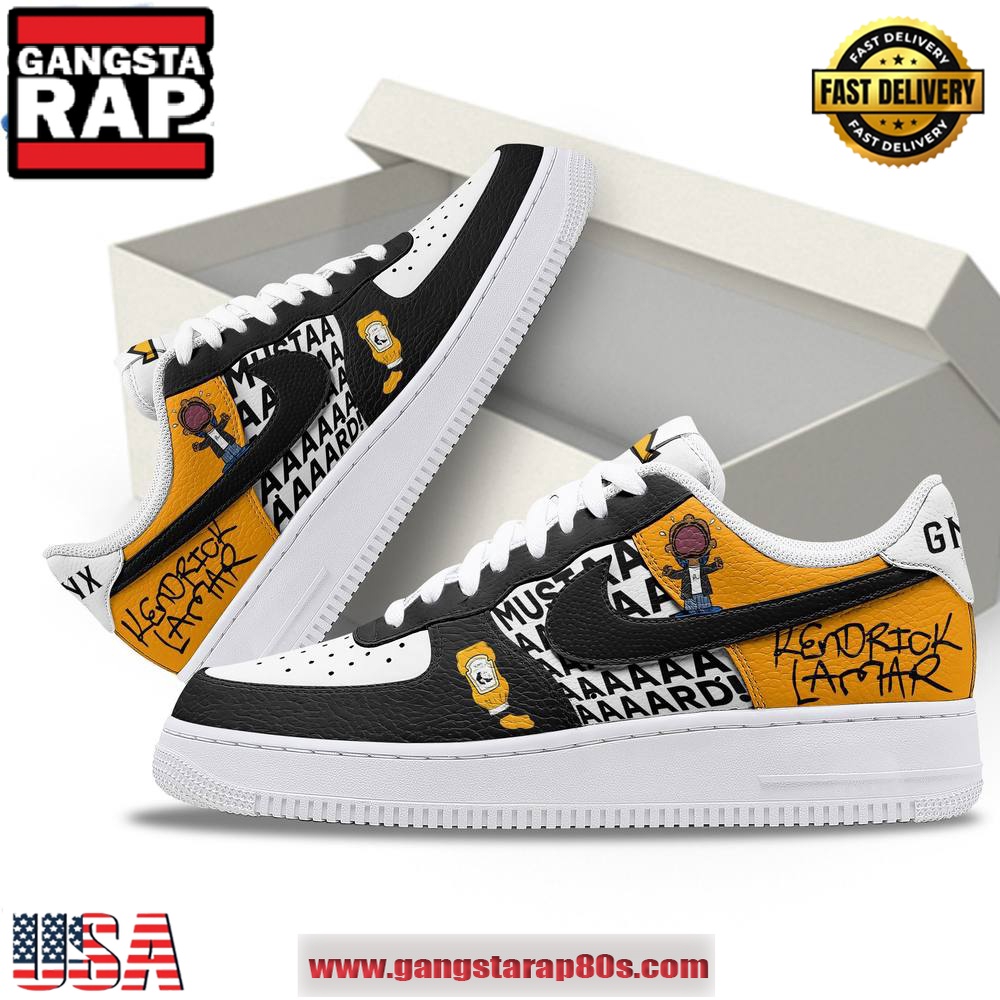 Kendrick Lamar Mustard Special Edition Air Force 1 Running Sneakers Shoes Kendrick Lamar Mustard Special Edition Air Force 1 Running Sneakers Shoes