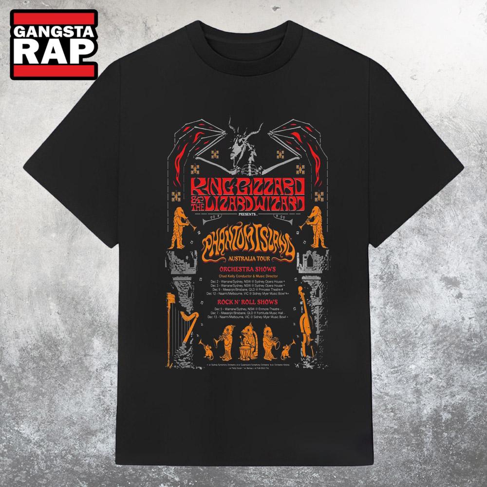 King Gizzard & The Lizard Wizard Phantom Island Australia Show 2025 T Shirt King Gizzard & The Lizard Wizard Phantom Island Australia Show 2025 T Shirt