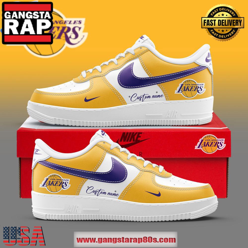 Los Angeles Lakers Custom Name Air Force 1 Sneakers Running Sneakers Shoes Los Angeles Lakers Custom Name Air Force 1 Sneakers Running Sneakers Shoes