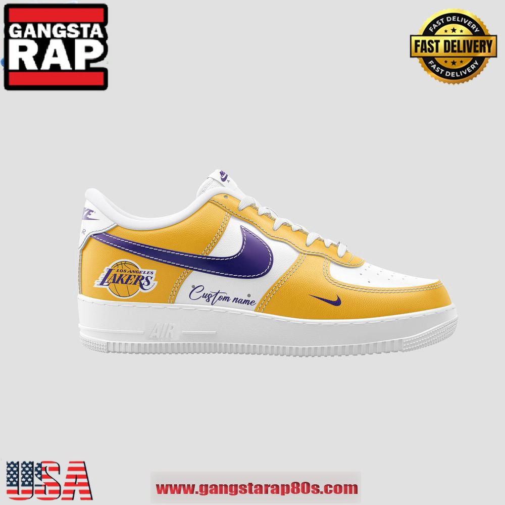 Los Angeles Lakers Custom Name Air Force 1 Sneakers Running Sneakers Shoes Los Angeles Lakers Custom Name Air Force 1 Sneakers Running Sneakers Shoes