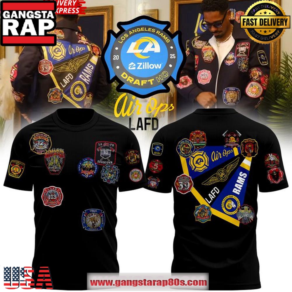Los Angeles Rams x Kevin Leonel LAFD 2025 Unisex T Shirt Los Angeles Rams x Kevin Leonel LAFD 2025 Unisex T Shirt