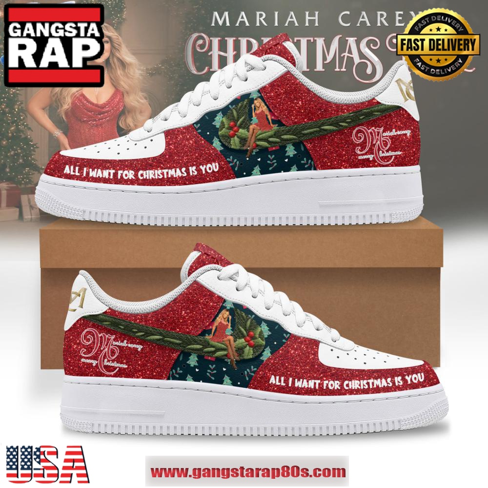 Mariah Carey Christmas Time Air Force 1 Running Sneakers Shoes Mariah Carey Christmas Time Air Force 1 Running Sneakers Shoes