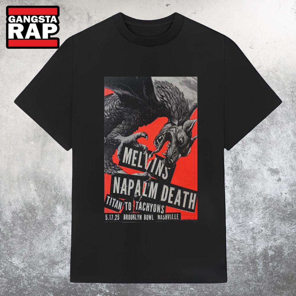 Melvins Brooklyn Bowl Nashville, TN May 17 2025 Tour T Shirt Melvins Brooklyn Bowl Nashville, TN May 17 2025 Tour T Shirt