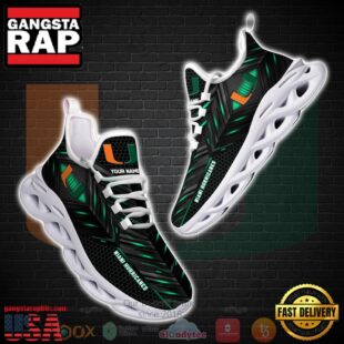 Miami Hurricanes Custom Name Clunky Unique Design Max Soul Shoes Running Sneakers