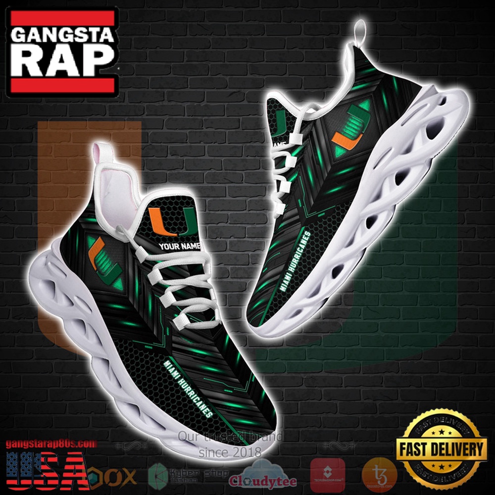 Miami Hurricanes Custom Name Clunky Unique Design Max Soul Shoes Running Sneakers Miami Hurricanes Custom Name Clunky Unique Design Max Soul Shoes Running Sneakers