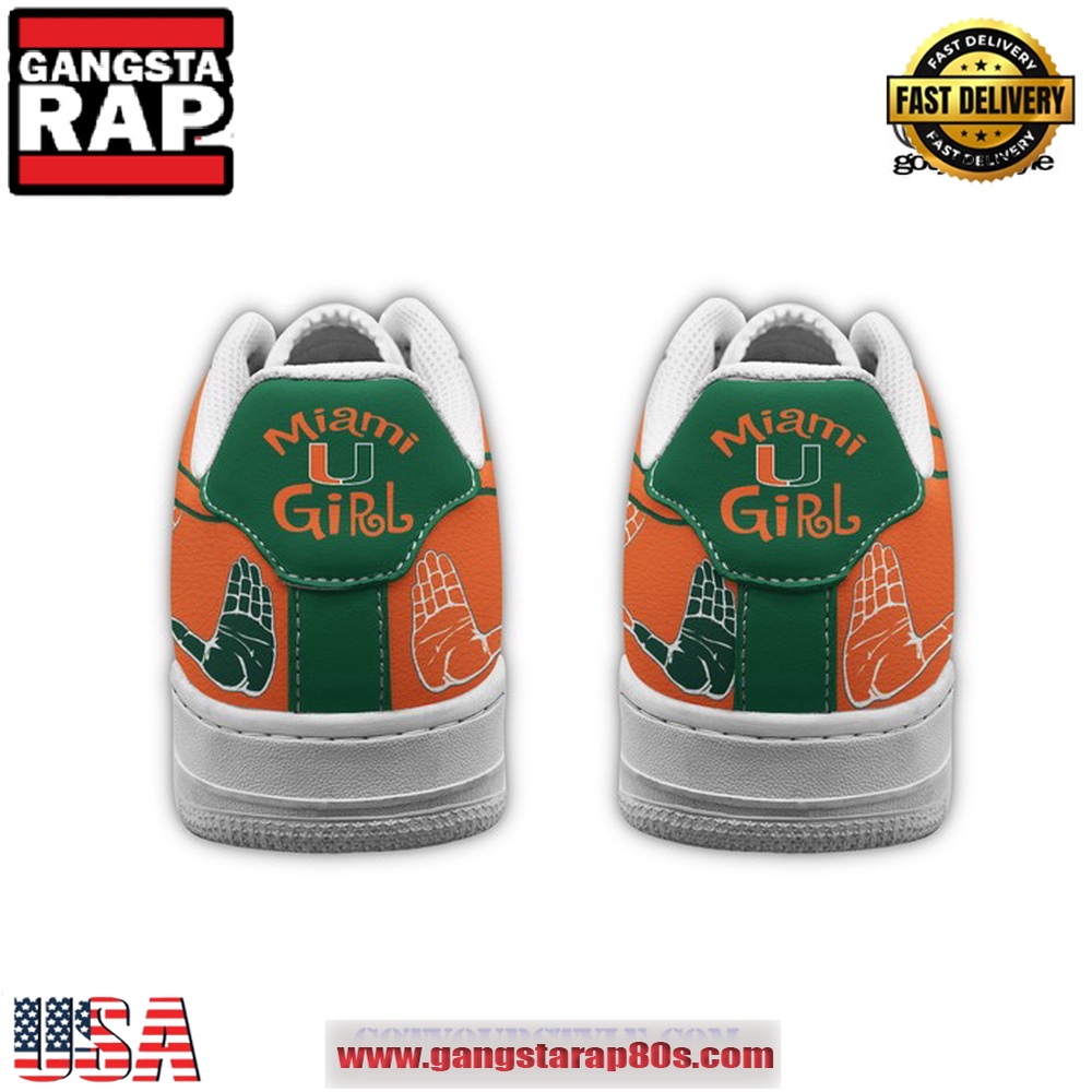 Miami Hurricanes Miami Girl Air Force 1 Running Sneakers Shoes Miami Hurricanes Miami Girl Air Force 1 Running Sneakers Shoes