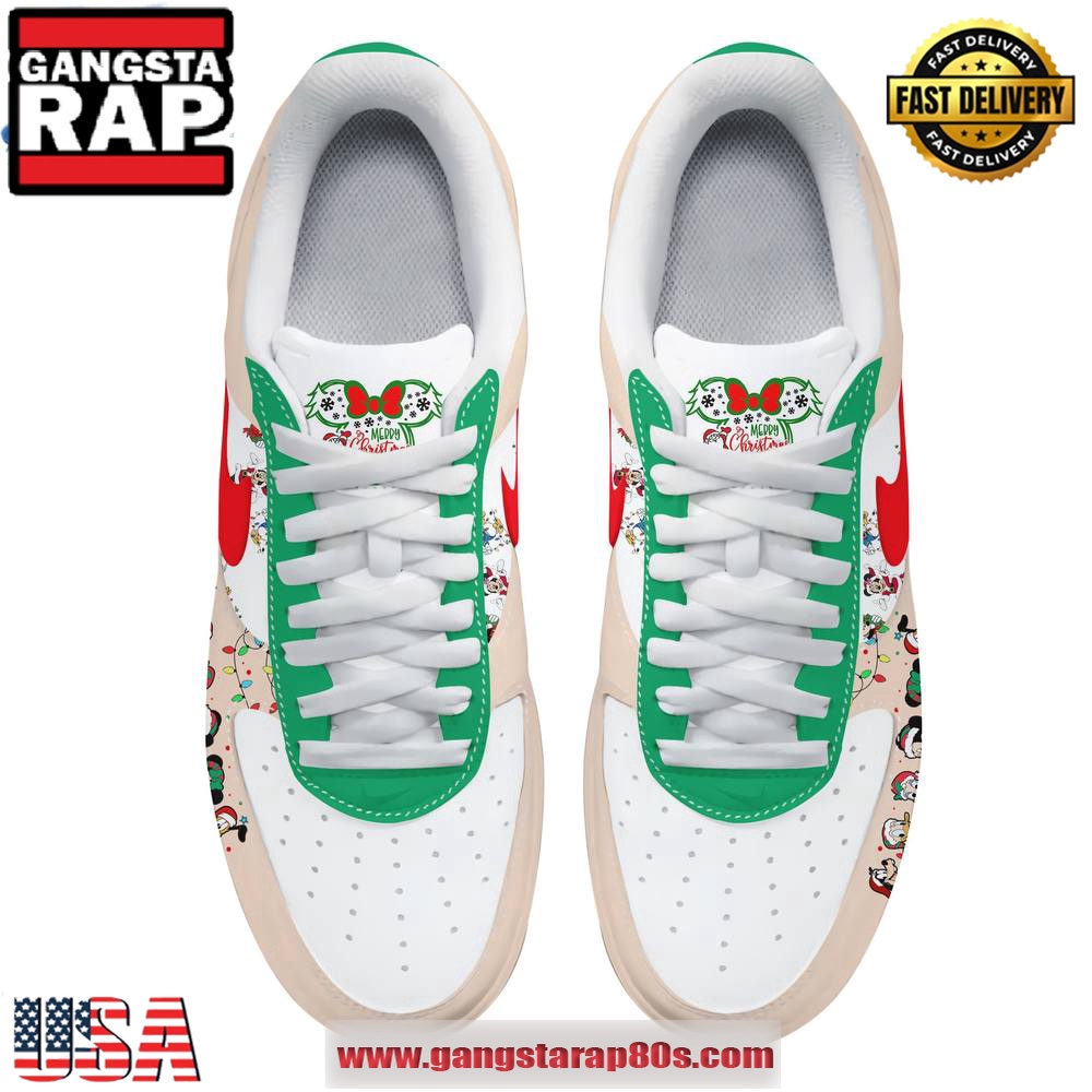 Mickey Mouse Merry Christmas 2024 Limited Edition Air Force 1 Running Sneakers Shoes Mickey Mouse Merry Christmas 2024 Limited Edition Air Force 1 Running Sneakers Shoes