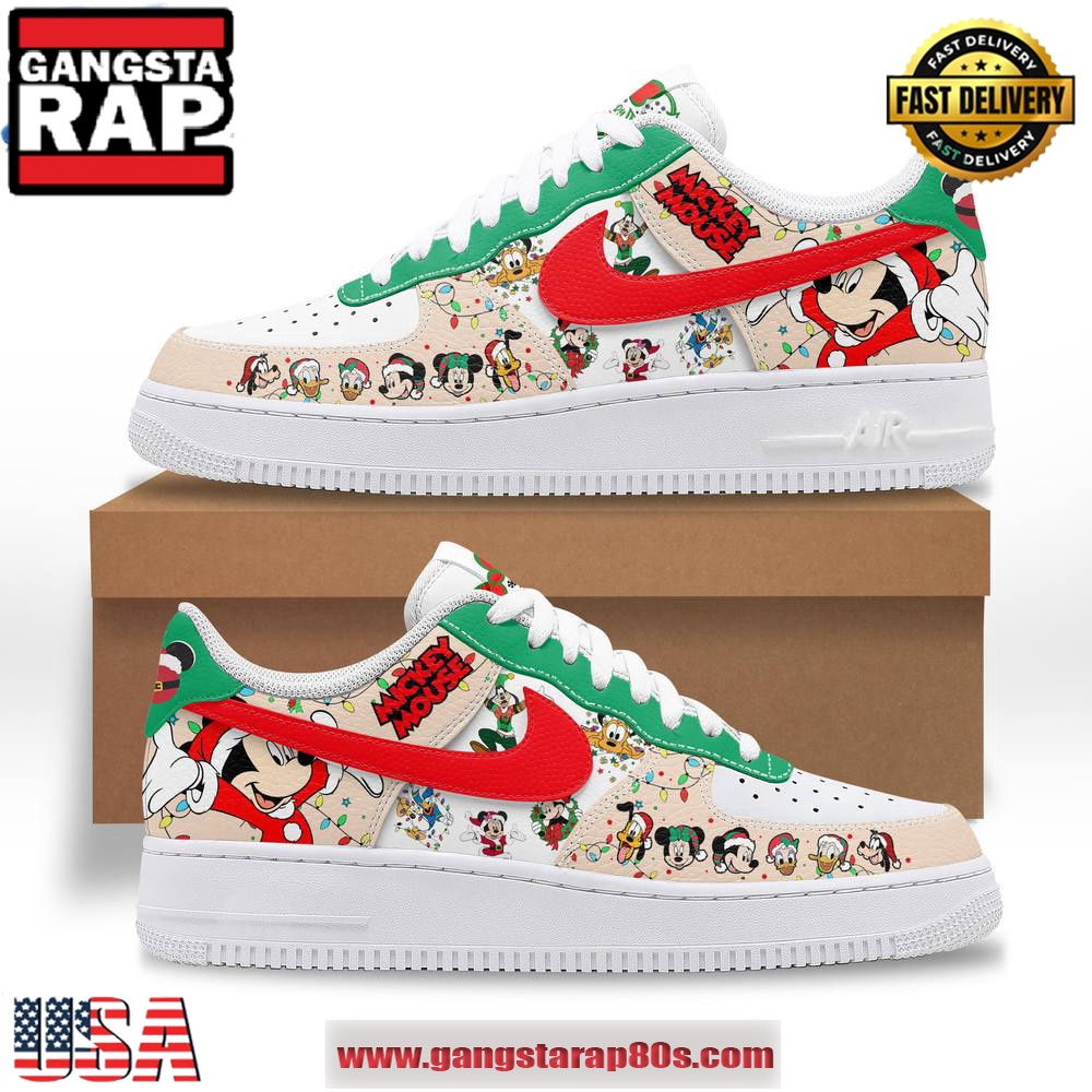 Mickey Mouse Merry Christmas 2024 Limited Edition Air Force 1 Running Sneakers Shoes Mickey Mouse Merry Christmas 2024 Limited Edition Air Force 1 Running Sneakers Shoes