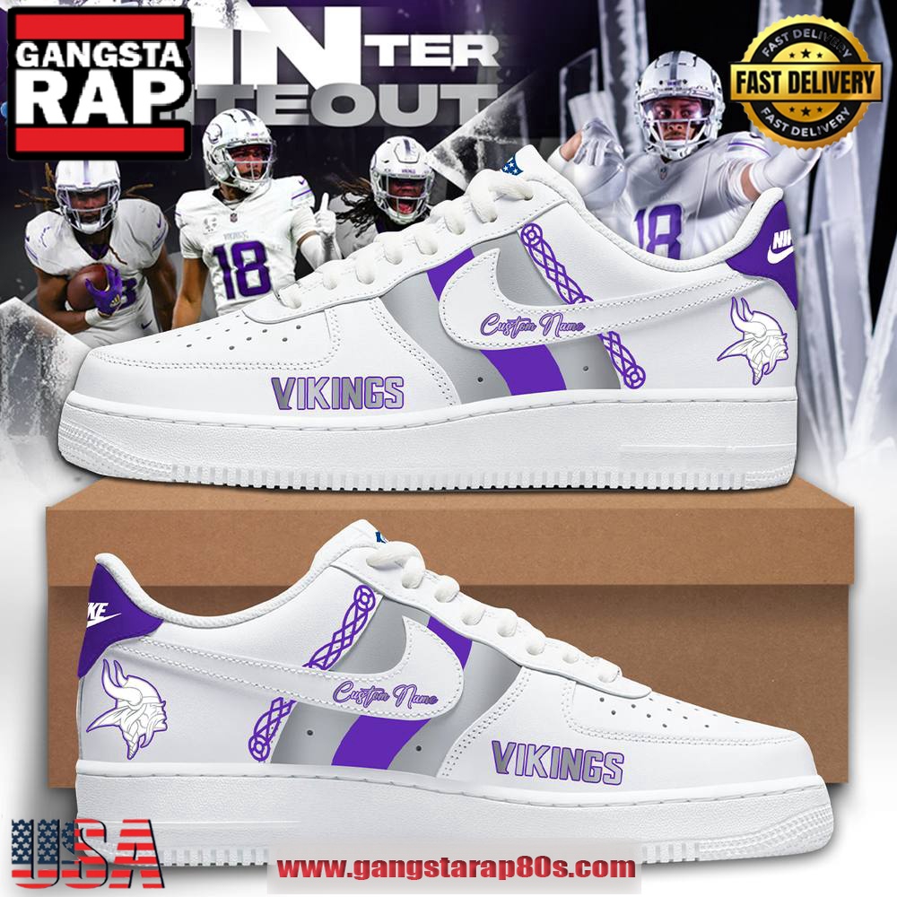 Minnesota Vikings Winter Warrior Whiteout Air Force 1 Running Sneakers Shoes Minnesota Vikings Winter Warrior Whiteout Air Force 1 Running Sneakers Shoes